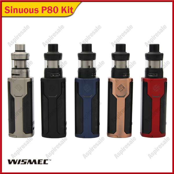 Wismec Sinuous P80 With Elabo Mini Kit 80W SINUOUS P80 TC Box Mod 2ml Elamo Mini Atomizer Hidden Fire Button 100% Original 5