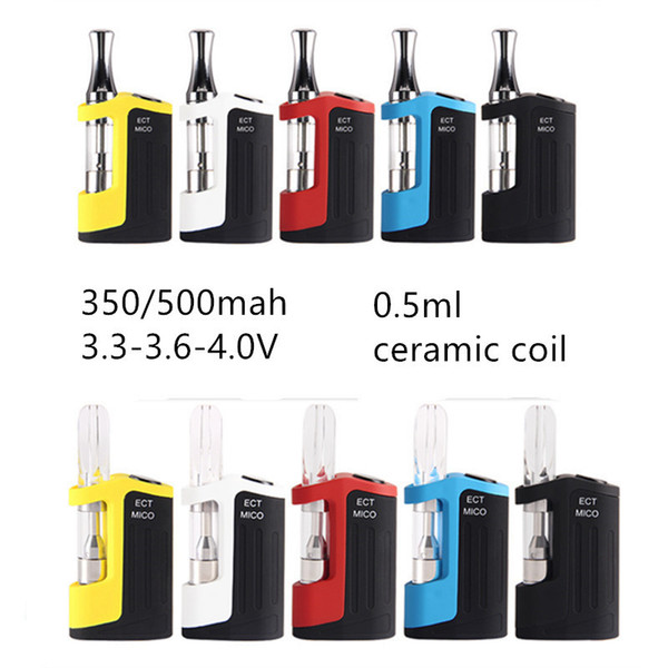 100% Original ECT MICO Vaporizer box mod Kit 500mAh 510 Thread Preheat Battery Vape Mod Pen Thick oil Cartridge Atomizer Eletronic Cigarette