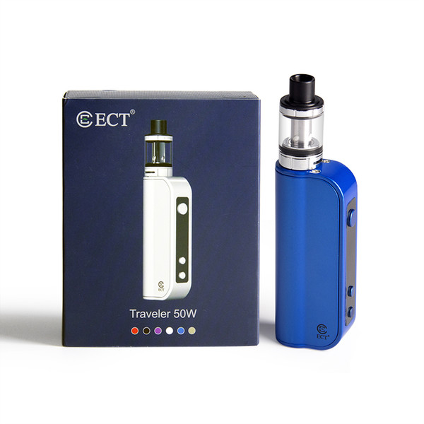 Original e cigarette ECT traveler 50w Kit electronic cigarette box mod 2ml elfin 0.3ohm atomizer airflow control 2200mah huge vapor vape mod