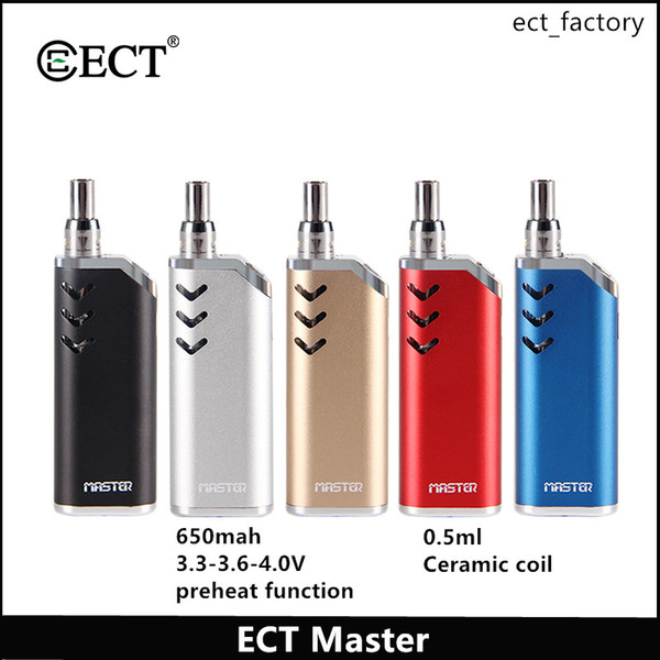 Authentic ECT Master Thick Oil Cartridges Vaporizer Kits 650mAh Box Mod Battery Vape Pen 510 Thread Tank Atomizer Starter vapors E Cigarette