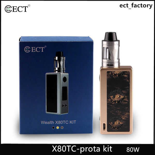 ECT original X80TC starter kit 2.0ml atomizer electronic cigarette vaporizer VW 80W vape box mod 18650 battery for e cig