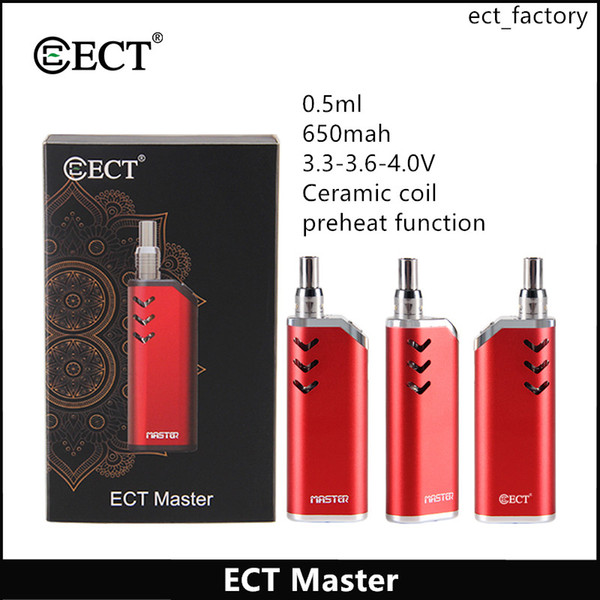 original ECT Master Thick Oil Cartridges Vaporizer Kits 650mAh Box Mod Battery Vape Pen ceramics coil Atomizer Starter vapors E Cigarette