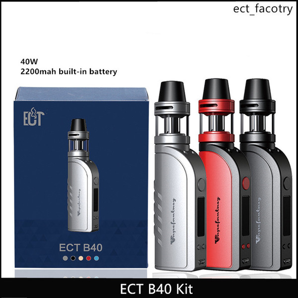 Original ECT B40 starter kit 2200mah battery 2.0ml electronic cigarette vaporizer 0.3ohm 100% no leaking vape pen box mod e cigarette