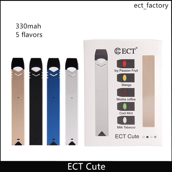 ECT Cute e cigarette Starter Kit Vaporizer For 5 Pods 0.8ml Cartridges Portable smoking Vape Pen for Electronic Cigarette free shipping dhl