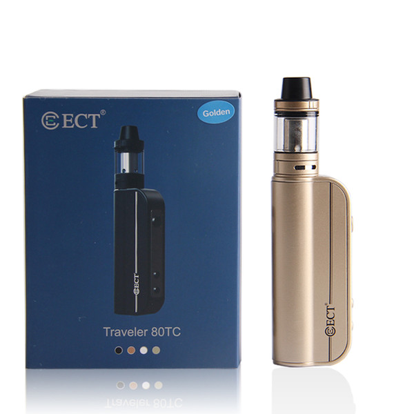 Original ECT traveler 80TC electronic cigarette box mod 80W 2.0ml lit mini 0.3ohm 0.5ohm airflow control 2200mah atomizer e cigarette