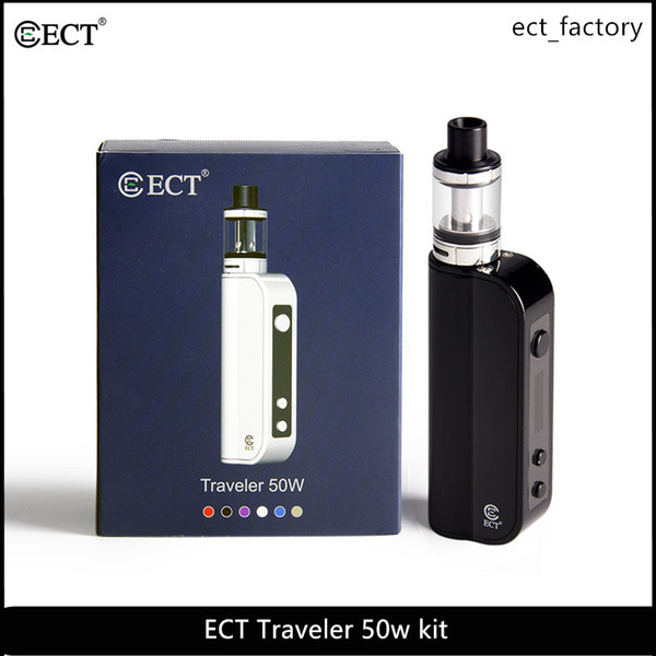 Original ECT traveler 50w Kit electronic cigarette box mod 2ml elfin 0.3ohm airflow control 2200mah huge vapor atomizer e cigarette