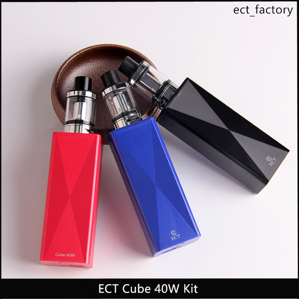 ECT Cube 40W Starter Kits E-cigarette Vaporizer MOD Vape MOD elfin Atomizer 2.0ml Vaporizer 2200mah Electronic Cigarette Kits Free DHL