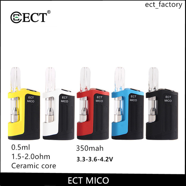 newest e cigarette ect mico 350mAh Box Mod preheat Battery For Cartridges Vaporizer Starter Kit with 510 Thread Fit Thick Oil Wax Atomizer