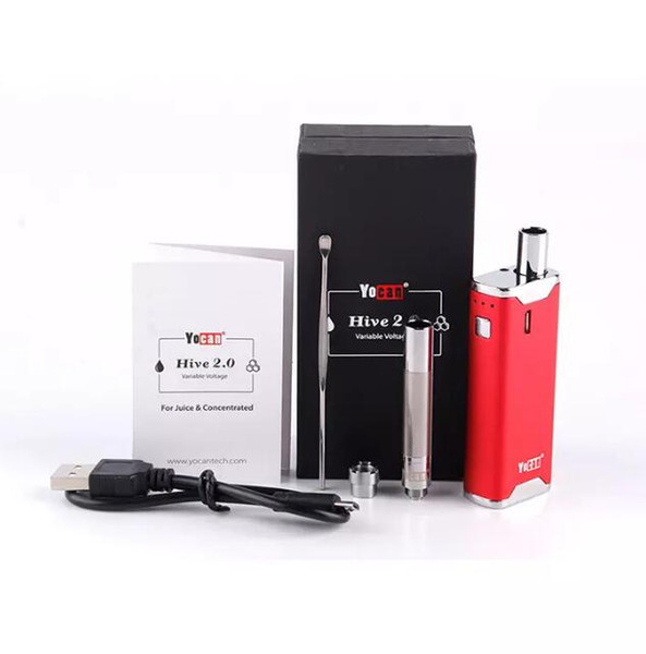 Original Yocan Hive 2.0 Kits 2 in 1 Dab Vape Pen 650mAh Box Mod Thick Oil Glass Tank Atomizer Vaporizer Starter Kit 100% Authentic