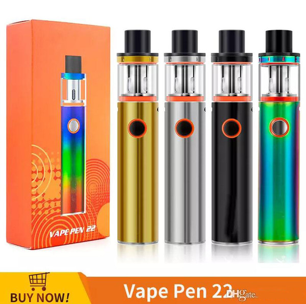 Authentic Vape Pen 22 Kit 1650mah Top-Cap Filling Tank 3ML All-in-one Design Vape Pen 22 Coils 0.3ohm With LED Indicator 22 Diameter