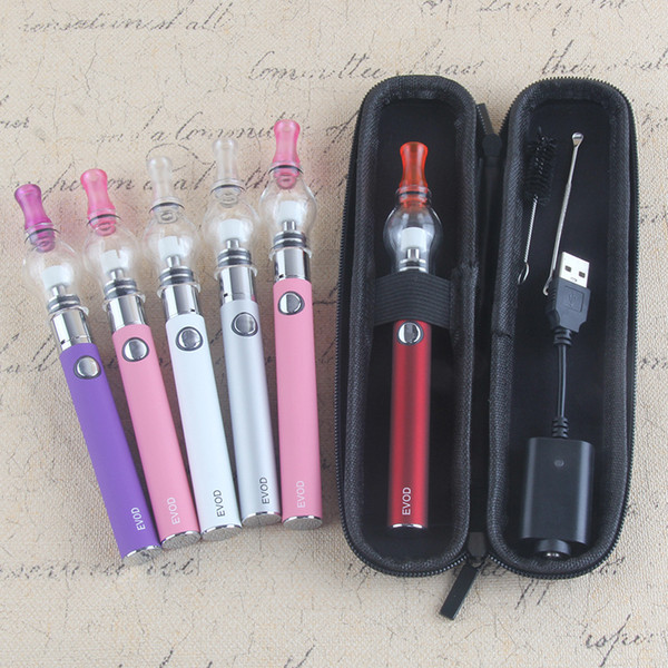 EVOD Herbal Dab Pen Kits Vaporizer Glass Globe Dry Herb Vapors Wax Starter Kit UGO USB Passthrough 510 Thread Battery Vapes