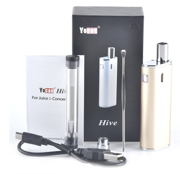 100% Original Yocan Hive MOD Starter Kit Dry Herb Wax Atomizer 650mAh Mod 13450 Battery 12W Oil Cartridge 2 in 1 Wholesale