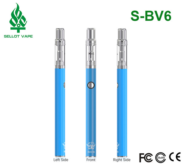 Wholesale factory e cigarette vape Bud b6+v6 with flat/round metal tip oil atomizer 510 thread vape battery