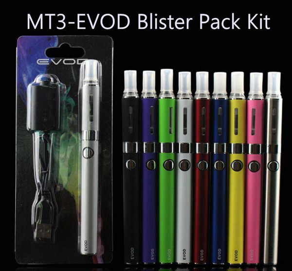 MT3-EVOD Blister Pack Kit - new electronic cigarettes starter kit with MT3 atomizer and 650 900 1100 mAh EVOD battery vaporizer pen