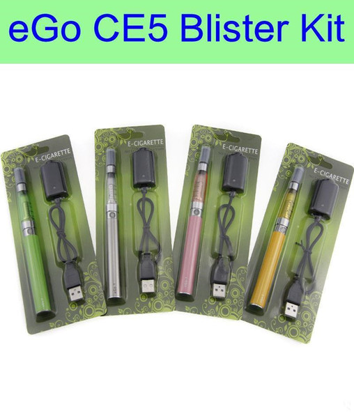 CE5 eGo-t Blister ecig Kit - ecigs ce5 clearomizer no wicks eGo-t 650 900 1100mAh battery vape pen electronic cigarette starter kit