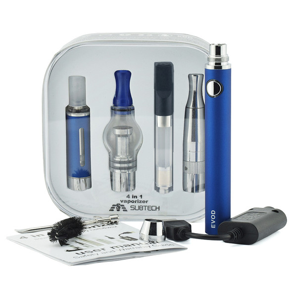 Evod 4In1 Vaporizer Starter Kits 650 900 1100Mah Battery Wax Pen Dry Herb Oil Vape Pen Multiple Vaporizer E Cigarette