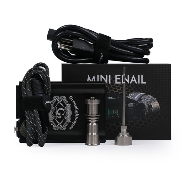 Greenlightvape Mini Enail Kits Electronic Electric Dab Dabber Tool Dnail Coil Heater Box Domeless Gr2 Titanium Nail For Wax Vaporizer