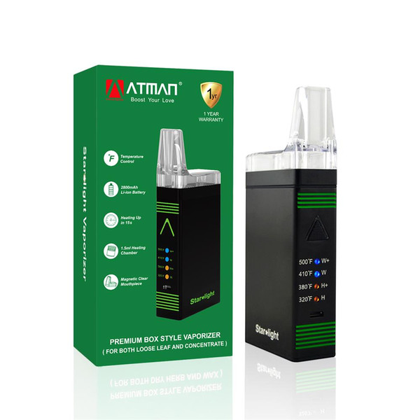 Atman Starlight Professional Portable Vaporizer with Removable Chamber Oven, Electronic Vaporizer Mod kit, Powerful Capacity 2800mAh Battery