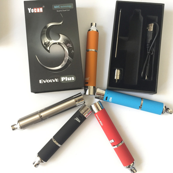 100% Authentic Yocan Evolve Plus Kit E Cigarettes 1100mAh Quartz Dual Coil Experience True Taste Wax Vaporizer Kits Built in Silicone Jar