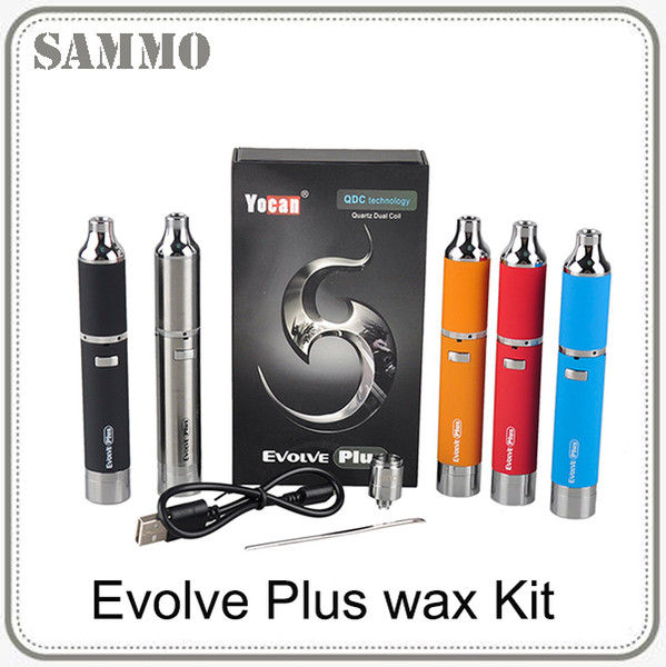 Yocan Evolve Plus Kit 1100mAh Battery Quartz Dual Coil QDC E Cigarette Kits All 5 Colors In stock 0266119