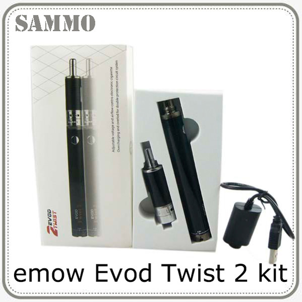 Evod Twist 2 emow mega kit electronic cigarette 1650mah evod twist 2 Emor vaportank kit e cig vape vaporizer pen DHL free 0268001