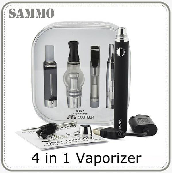 Newest 4 in 1 evod battery Electonic cigarette Multi vape Vaporizer Starter Kit Vape Pen mt3 dry herb tank 0268017