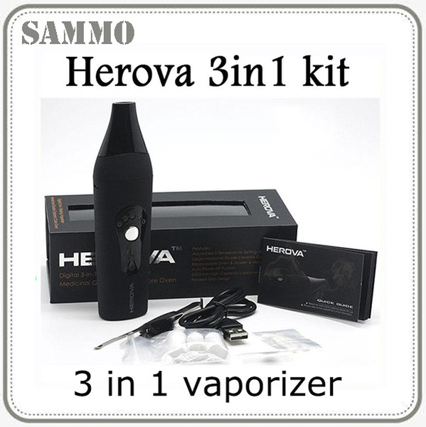 Herova Wax Dry Herb Eliquid 3 in 1 vaporizer kit Ceramic coils Heating Chamber 2200mah Herbal Vaporizer Pen Kit 0268023-1