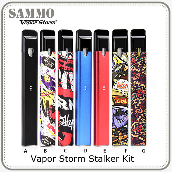 Authentic Vapor Storm Stalker Kit E Cigarettes Vape Pen Kits 400mAh Battery 1.8ml Refillable Vape Cartridges Pod Vaporizer 7Colors 0268113-1