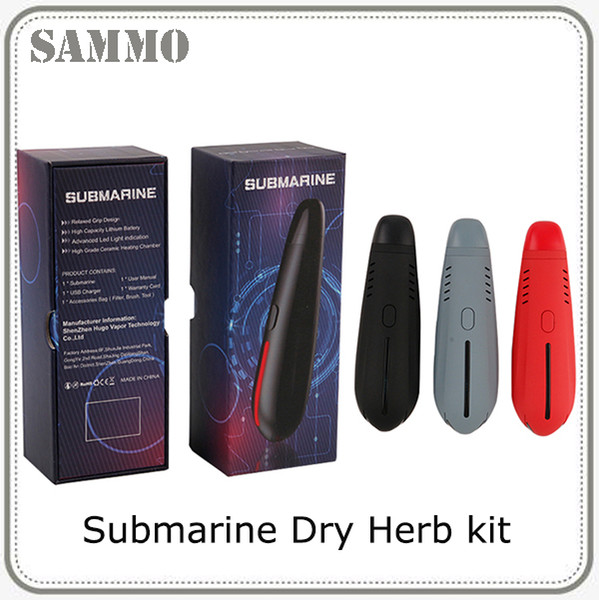 Authentic Submarine Dry Herb Vaporizer Pen Starter Kit 2200mAh Temperature Control Led Indication Pipe Herbal VS vicod 5G kit 0268088-1