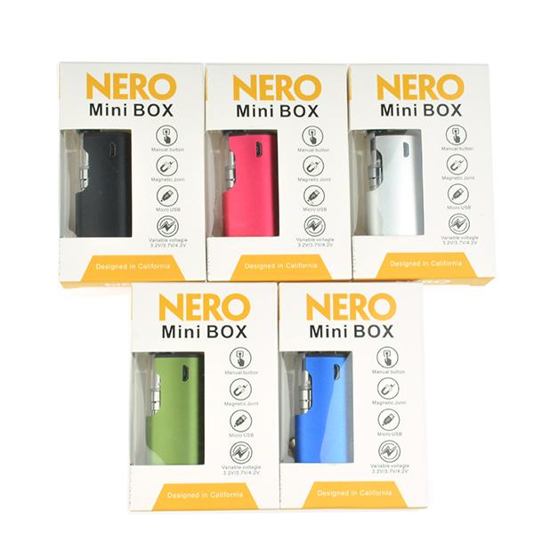 Original Nero Mini Box Mod Kit 650mAh Preheat VV Battery Variable Voltage Mod 0.5ml Ceramic Coil Thick Oil Vape Cartridges Authentic