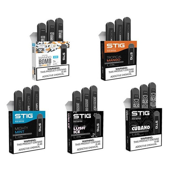 100% Original Authentic VGOD STIG Disposable Pod Vape Pen Kit Built-in 270mAh Battery 1.2ml Cartridge Portable E Cigarette Kit 4 Flavors