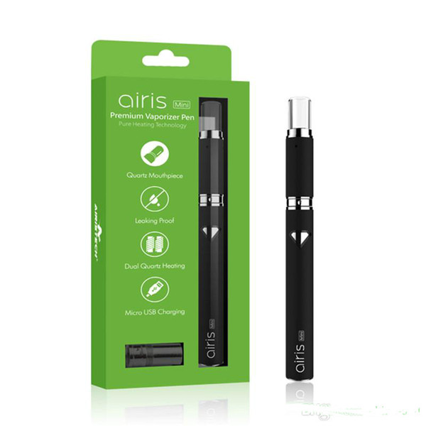 Original Airis Mini Kits Premium Vaporizer Pen Top Airflow Channel Dual Quartz Coil And Quartz Mouthpiece With USB Charger E Cigarette