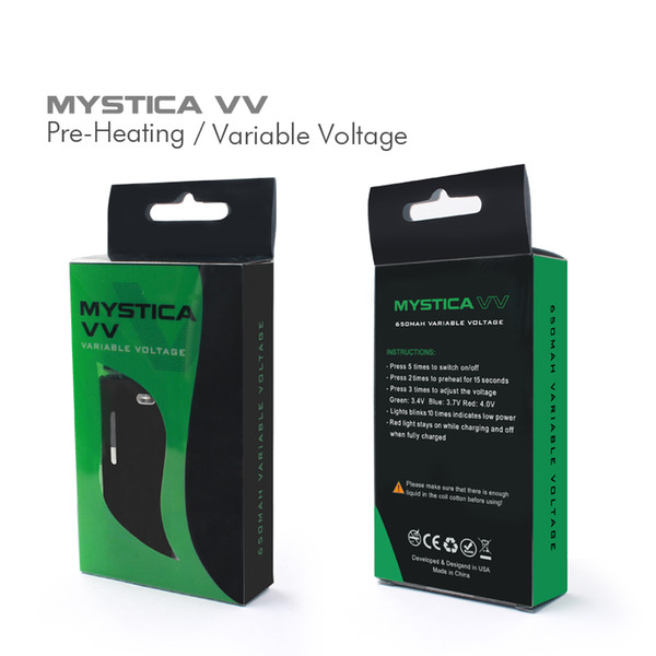 Original Airis Mystica VV Vape Kit Preheat Fuction 650Mah Battery Mods With Thick Oil G2 Tank E Cigarette In Stock