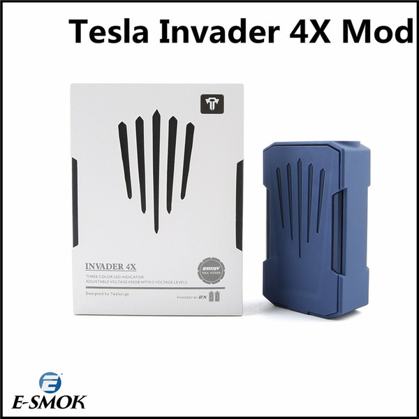 Original Tesla Invader 4X Box Mod for Invader 4X Kit Adjustable Voltage Atomizer short-circuit protection E Cigarettes Vape Mod No 18650