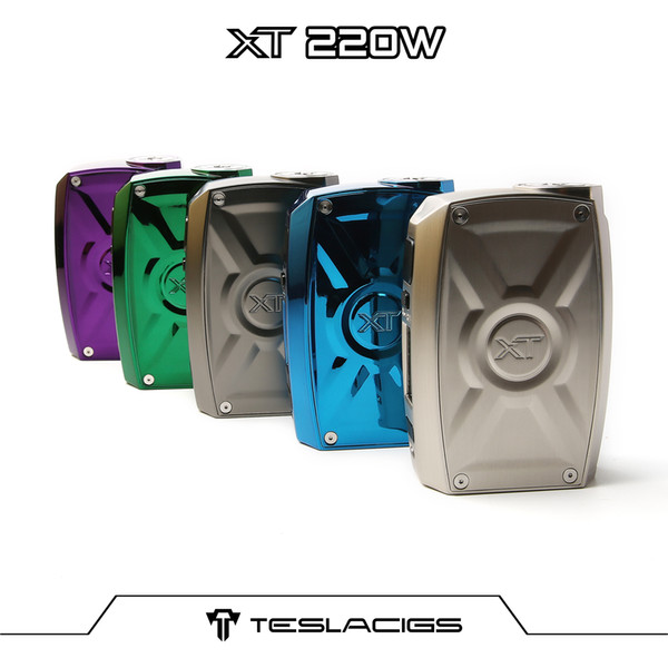 Authentic Tesla XT Box Mod 220W X and T Design LED Lights With 7 Color RGB Mode Zinc Alloy E-ecig 100% Original Teslaecig Box Mod