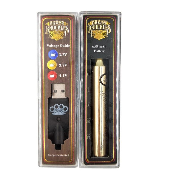 Brass Knuckles Battery 510 Thread 650mah 900mah Gold Wooden Vape Pen Cartridges Preheating Battery Voltage Adjustable Brass Knuckles Battery