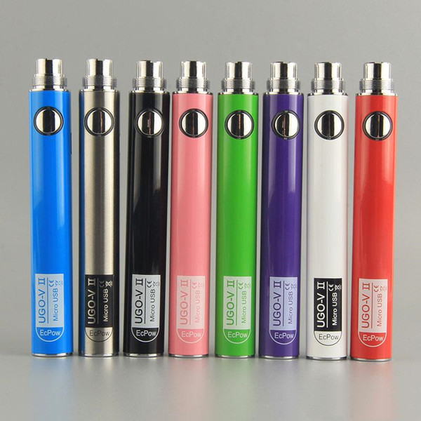 Authentic UGO V II V2 650mAh 900mAh EVOD Ego 510 Battery 8 colors micro USB Charge Passthrough vape batteries