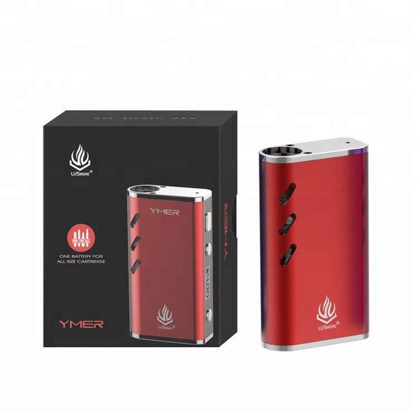 Authentic LVSmoke YMER Box Mod 650mAh VW 20W Preheat VV Variable Voltage Battery For Thick Oil 510 Cartridges Genuine