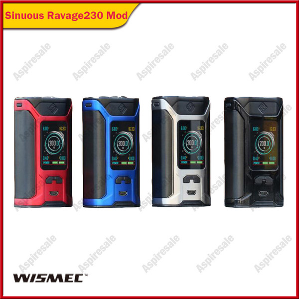 Authentic Wismec Sinuous Ravage230 Box Mod 200W E Cigarette Vape Mod Dual 18650 Battery Ravage 230 Powered Mod