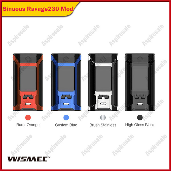 Original Wismec Sinuous Ravage230 Box Mod VW TC 200W Ecig Vape Mods Dual 18650 Battery Ravage 230 Powered Mod 100% Authentic