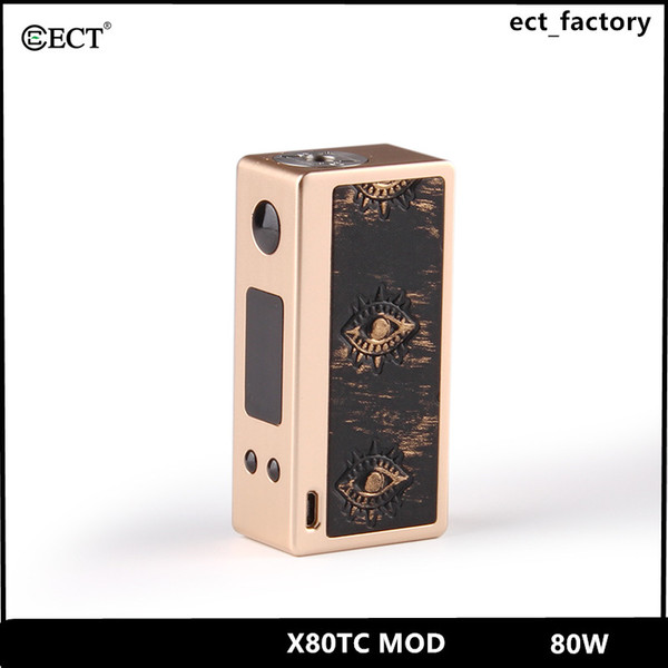 100% original ECT X80TC mod 5W-80W for 510 thread atomizer electronic cigarette vaporizer VW 80W box mod 18650 battery for e cig