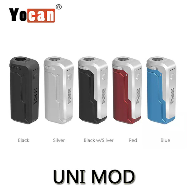 Authentic Yocan UNI Mod E Cigarette Box Mod For All Width of Cartridges / Oil Atomizers Preheating Voltage Adjustable Vape Mod 5 Colors