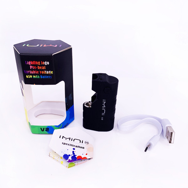 Preheating VV Battery Imini V2 650mAh Box Mod for Thick Oil vape Cartridges 510 Thread battery fit exotic cars