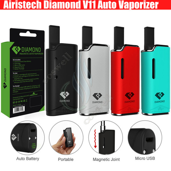 Original Airis Diamond V11 Vaporizer Mod Kit 280mAh Battery Airistech Auto Vape Mod Kit Air-operated CE3 O pen G2 Cartridges Tank Atomizers