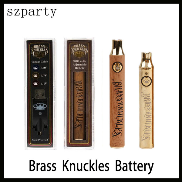 Brass Knuckles Cartridges Battery 650mAh 900mAh Variable Voltage Preheat E-Cig VV Battery Pen For 510 Thraed Thick Oil Cartridge Atomizer