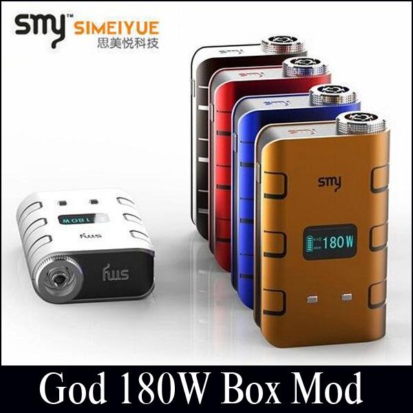 100% Authentic Smy God 180w Box Mod 5W-180W Powerful E Cigarettes Mod fit ATTY Little Boy Black Horse RDA VTC5 VTC4 18650 Battery