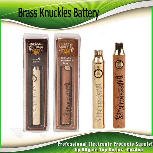 Brass Knuckles Battery 650mAh Gold 900mAh Wood Variable Voltage Preheat O Pen Bud Touch VV Battery For 510 Thraed Thick Oil Cartridge