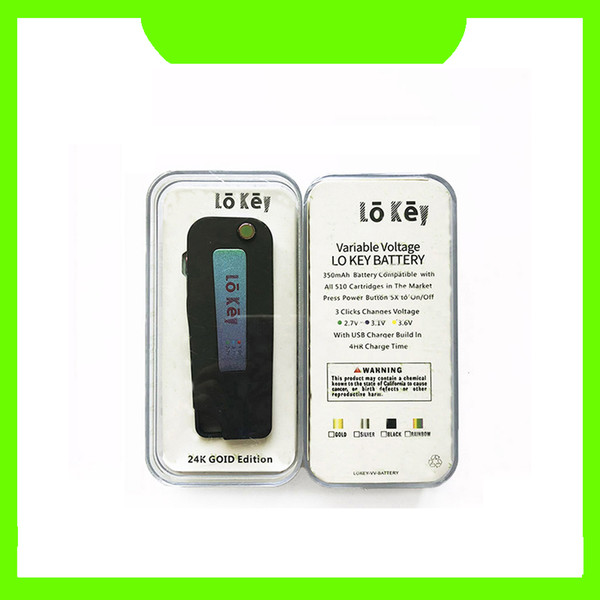 lo Key Battery E Cigarette Vape Pen Battery 350mah preheating 3 setting Voltage 2.4-3.2-4.2V For 510 thread Vape Cartridges