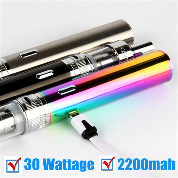 Original Box Mods with USB Cable eGo TVR 30W box Mod USB passthrough Electronic Cigarette 2200mah Mod 30 Wattage vape mod fit Atlantis