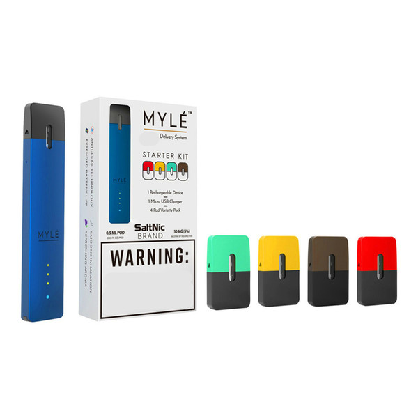 2018 new Stock MYLE Starter kit 240mAh Battery with 4 Pod mango mint Strawberry Cartridges Vape pen Various Colors battery pod